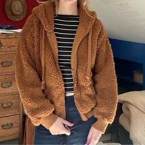 american eagle fuzzy sherpa jacket hoodie